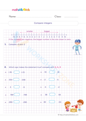 Compare Integers Worksheet for Math Skills