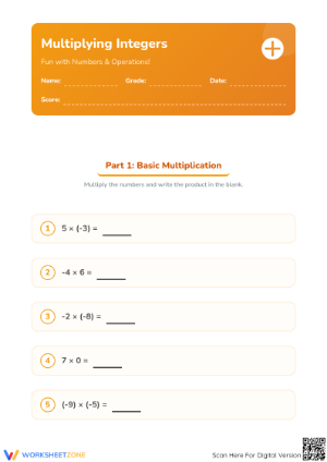 Grade 7 Multiplication — Printable No-Prep Worksheet