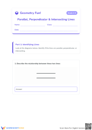 Printable Parallel Lines Worksheet | Grade 4 Geometry