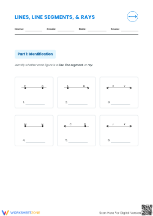 Printable Lines, Line Segments, and Rays Worksheet | Grade 4