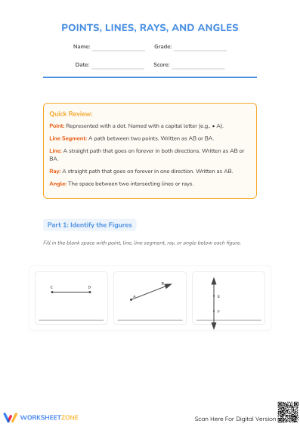 4.G.A.1 Worksheet: Points, Lines & Angles — Grade 4 Aligned