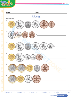 Grade 2 Money — Printable UK Pounds Addition Worksheet