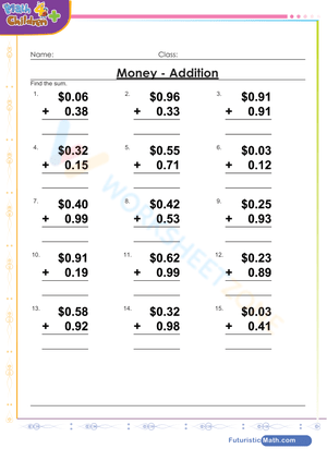 Money addition with decimal point