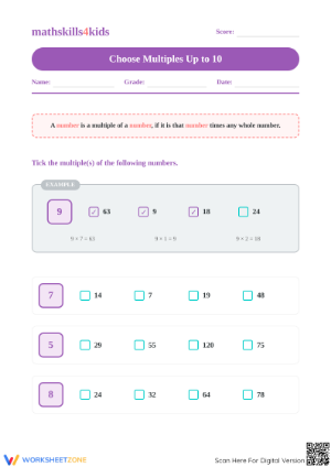 Printable Multiples Worksheet | Grade 4 Math Practice