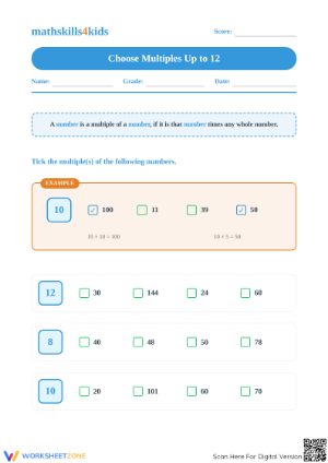 Grade 3 Multiples — Printable No-Prep Worksheet