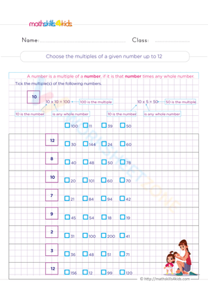 Choose the multiples of a given number up to 12