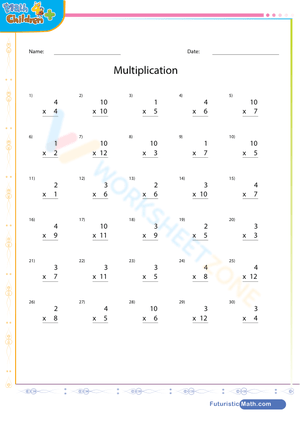 Multiplication Worksheet for Math Practice
