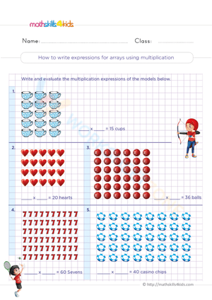 Write Multiplication Expressions for Arrays Worksheet