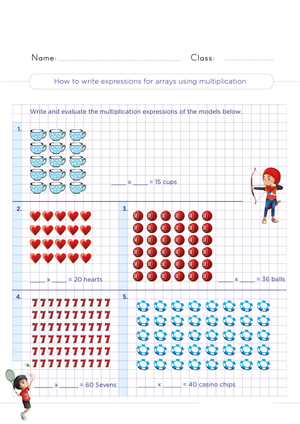 Write Multiplication Expressions for Arrays Worksheet