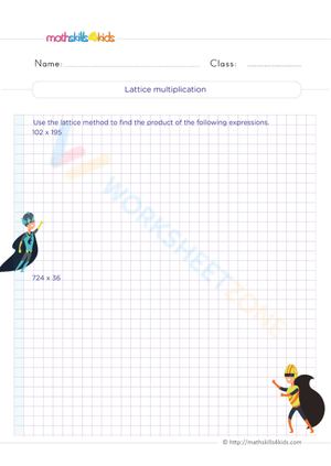 Lattice Multiplication Worksheet for Advanced Skills