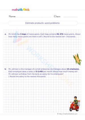 Estimate Products Worksheet for Math Skills