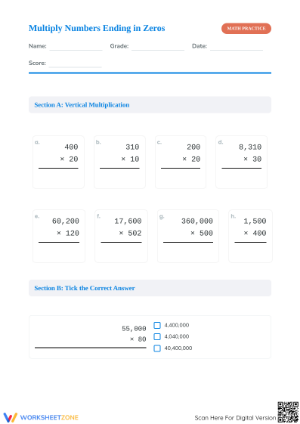 Grade 5 Multiplication — Printable No-Prep Worksheet