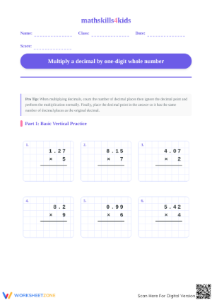 Essential Decimal Multiplication Worksheet | Grade 5 Math