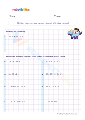 Multiply three or more numbers, one of which is a decimal