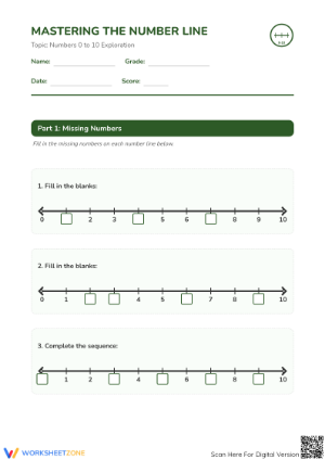 Printable Number Line Worksheet (0-10) | Grade 1 Math