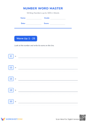 Printable Number Names Worksheet | Grade 2 Math