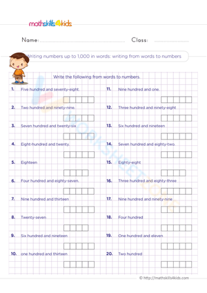 Number Name Practice: Interpret Words to Numbers