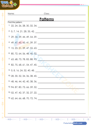 Explore Easy Number Patterns Worksheet for Math