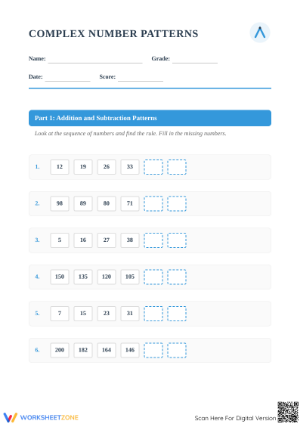 Printable Number Patterns Worksheet | Grade 4 Math