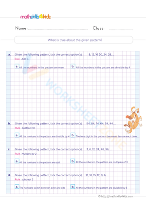 Analyze True Number Pattern Worksheet for Math