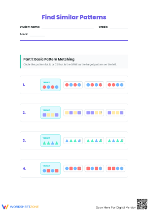 Grade 1 Similar Patterns — Printable No-Prep Worksheet