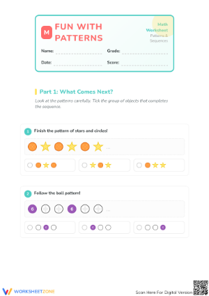 Growing Patterns Worksheet | Printable Grade 1 Math
