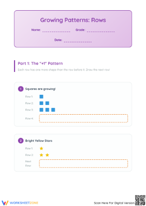 Grade 3 Growing Patterns — Printable No-Prep Worksheet