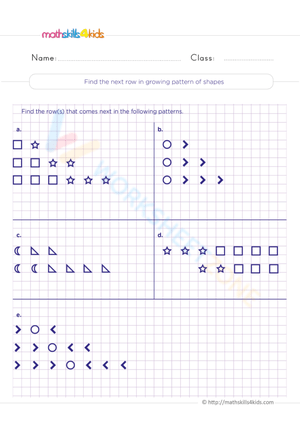 Find the next row in growing pattern of shapes