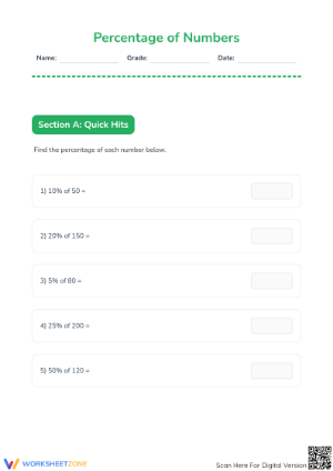 Printable Percentage Worksheet | Grade 5 Math
