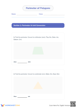 Printable Perimeter of Polygons Worksheet | Grade 3 Math