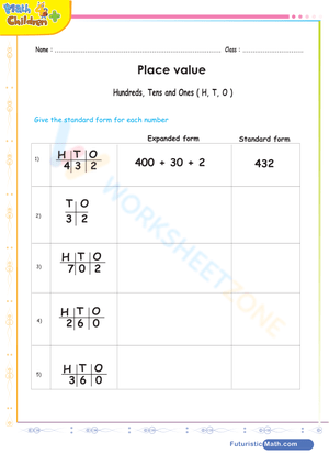 Place value expanded and standard form