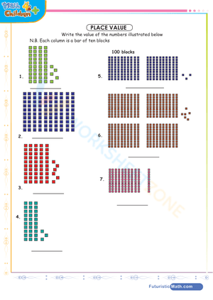 Visual Place Value Illustration Worksheet for Math