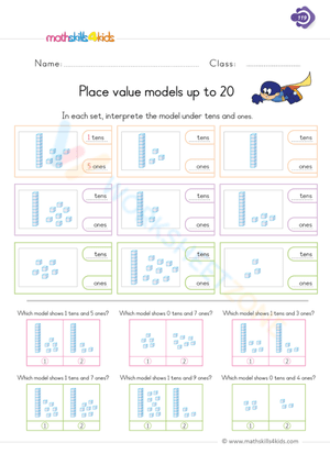 Place value models up to 20