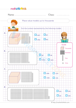 Place value models up to thousands