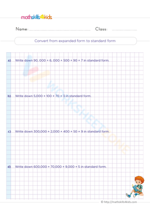 Convert from expanded form to standard form