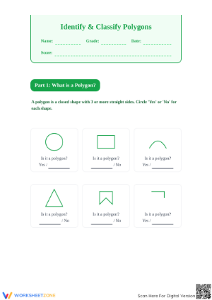 Printable Polygon Classification Worksheet | Grade 3 Math