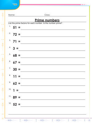 Explore Prime Numbers Worksheet for Math Students
