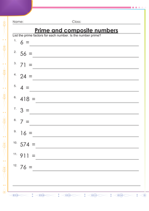 Practice Prime Numbers Worksheet for Basic Math