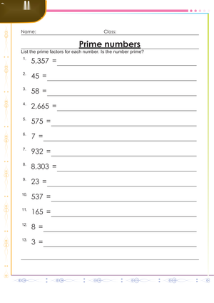 Learn Prime Numbers Worksheet for Kids