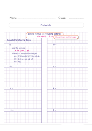 Printable Factorials Worksheet | Grade 8 Math