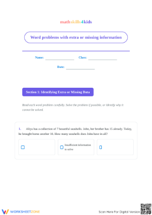 Printable Word Problems Worksheet | Grade 3 Math