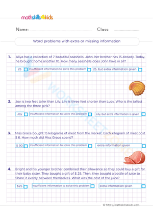 Word problems with extra or missing information