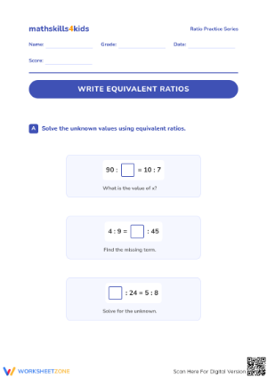 Aligned Grade 6 Worksheet: Equivalent Ratios CCSS.6.RP.A.3a