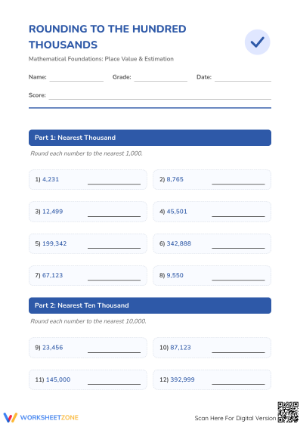 Grade 4 Rounding — Printable No-Prep Worksheet