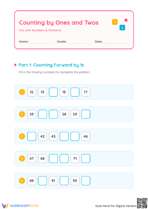 Grade 1 Counting by Twos — Printable No-Prep Worksheet
