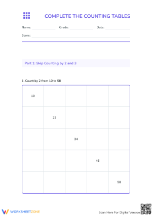 Grade 3 Skip Counting — Printable No-Prep Worksheet