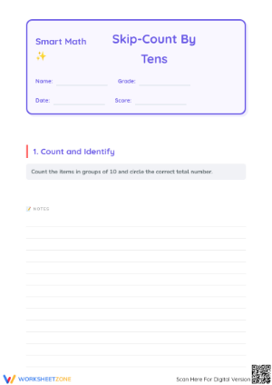 Printable Skip Counting by Tens Worksheet | Grade 2 Math