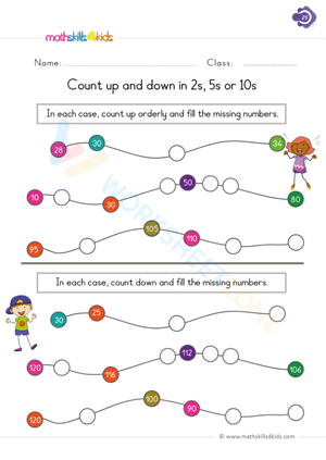 Count up and down by 1-2-5-10