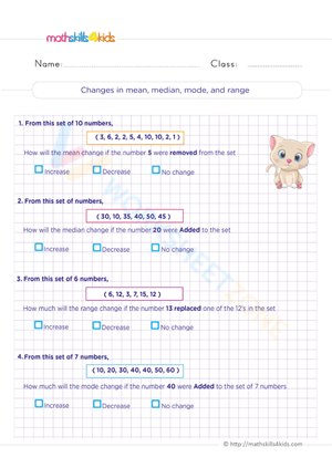 Changes in mean, median, mode and range