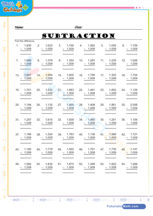Subtraction of 4-digit numbers